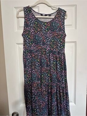 Lands' End Navy Floral Sleeveless Sundress